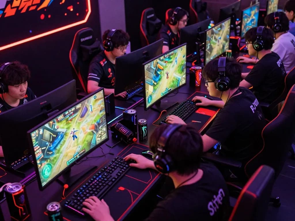 Players strategizing during an esports session at BL555, showcasing intense gameplay and competitive spirit.