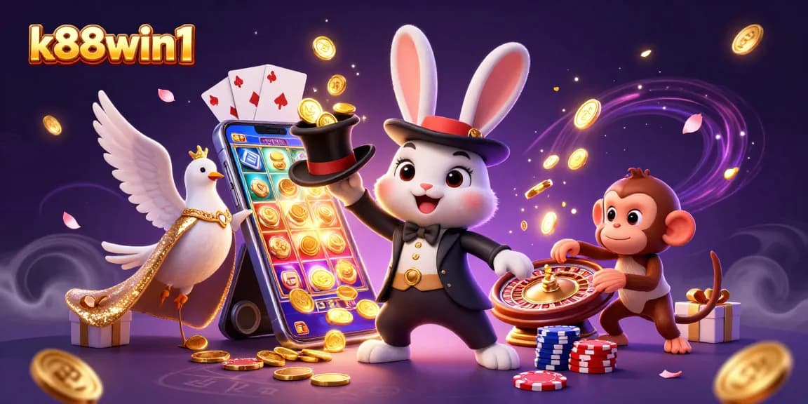 Experience thrilling gaming excitement with k88win1 in a captivating casino fantasy scene.