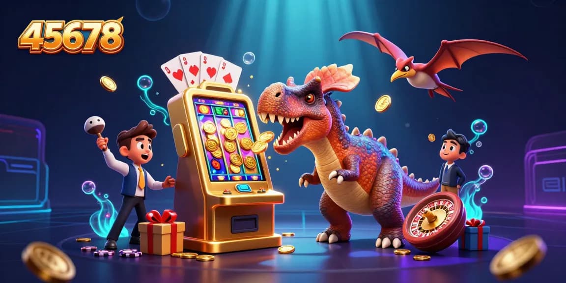 Experience 45678's thrilling jackpots with exciting characters amid vibrant casino action.