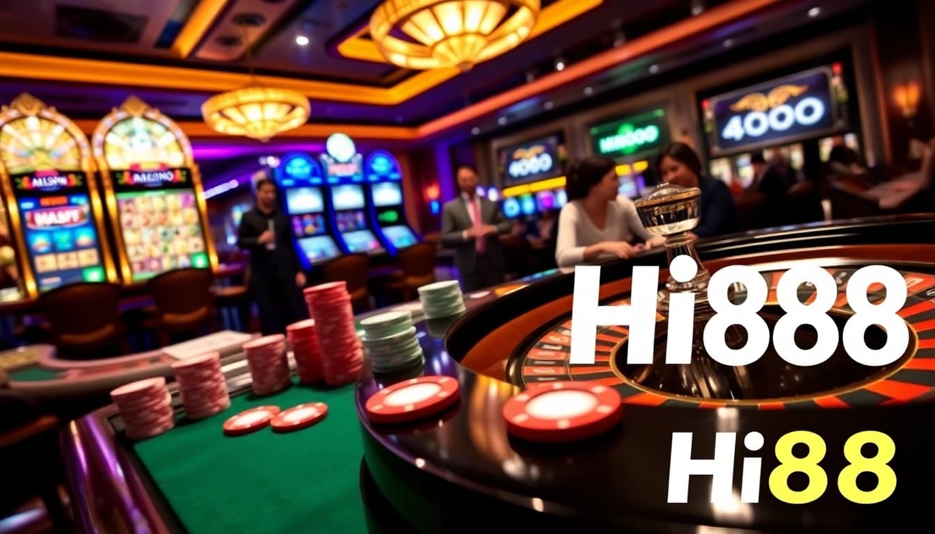 Experience the thrill of gambling at Hi88 Casino with vibrant gaming tables and slots.