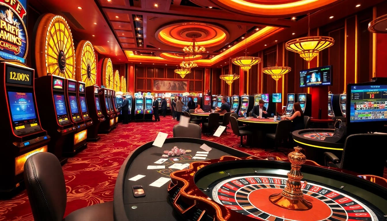High-stakes poker action at https://zbet.nyc/ with vibrant casino ambiance and players engaged in gaming.