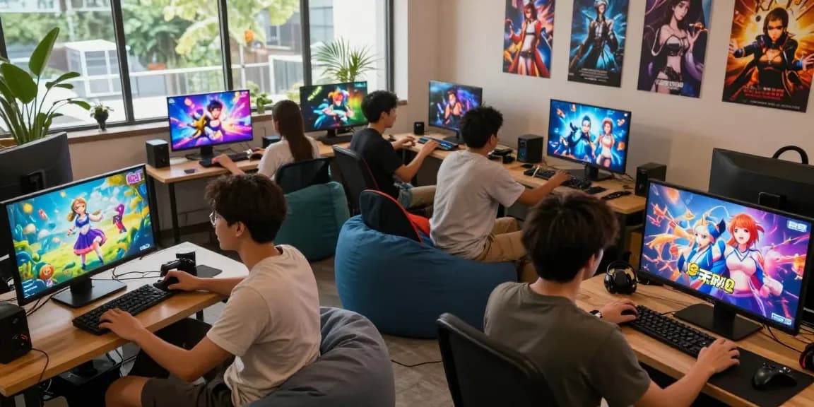 Real hentai games showcase in an immersive gaming environment with diverse players enjoying colorful graphics.
