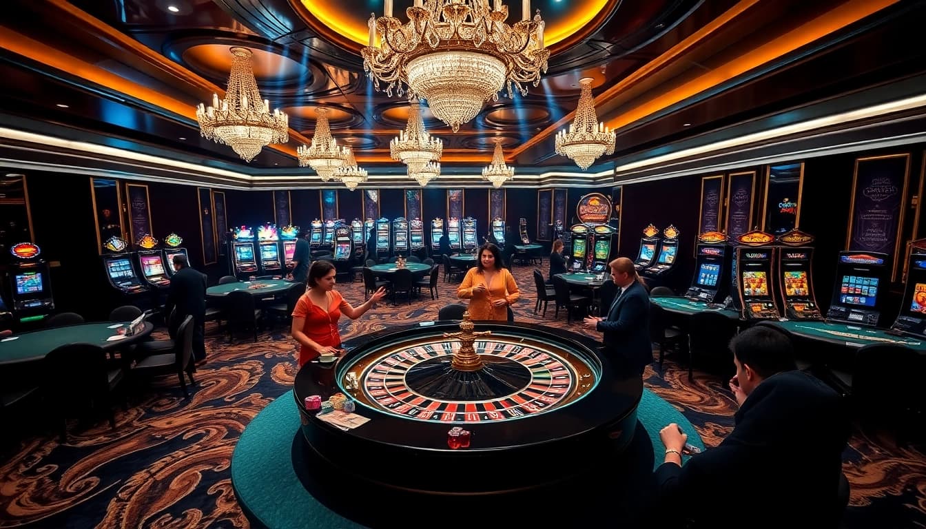 Experience the excitement of 79king's luxurious casino atmosphere with thrilling roulette and poker action.