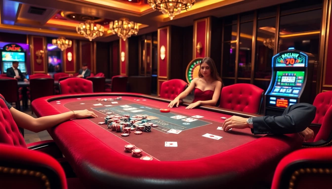 Experience the thrill of gambling at go999.in.net with vibrant casino visuals featuring poker games.