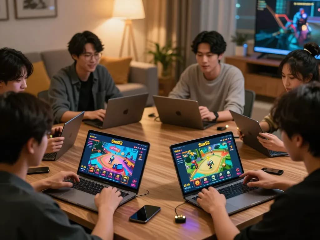 Tải Sun52 app interface visible on mobile devices during an engaging online gaming session.