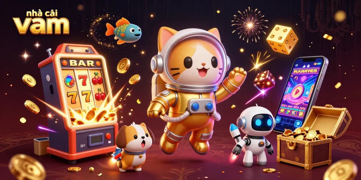 Experience the thrill of nhà cái vmax with a 3D space cat and dynamic casino elements bursting with winning opportunities.