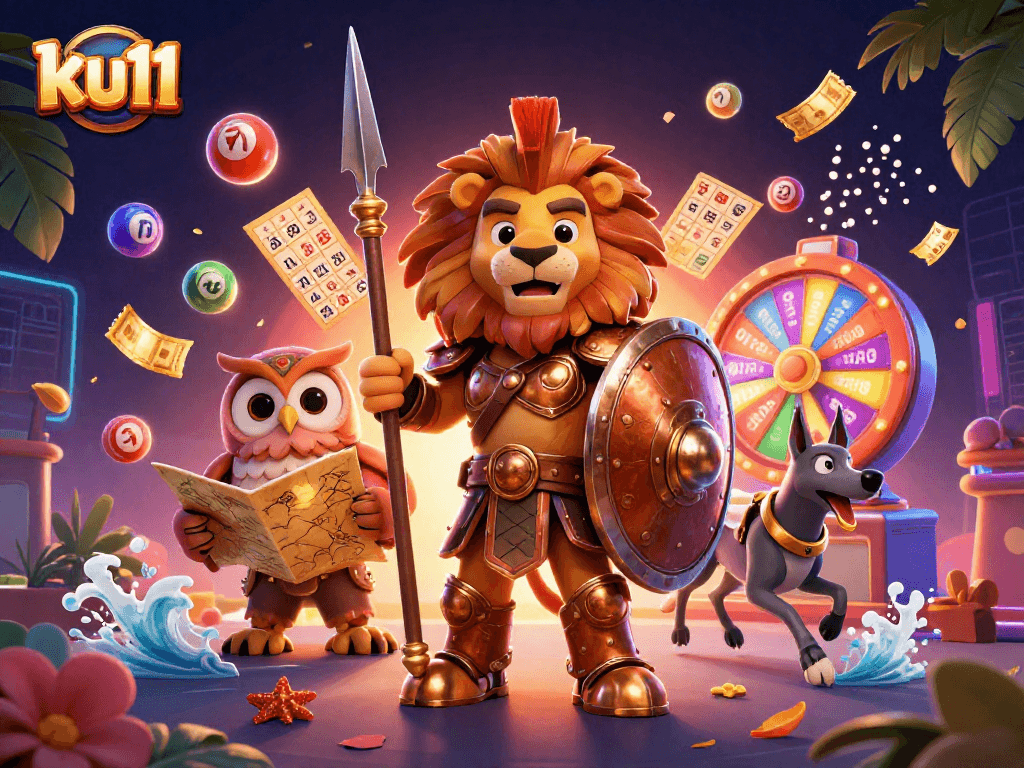 ku11 showcases a vibrant lottery scene with dynamic numbered balls and gaming elements in action.