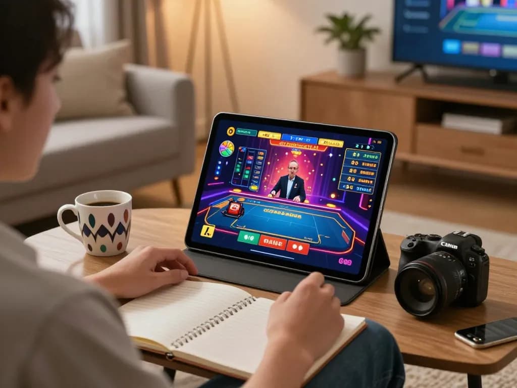 Engaging gameplay experience on ph22.net.ph showing user on a tablet in a cozy living room