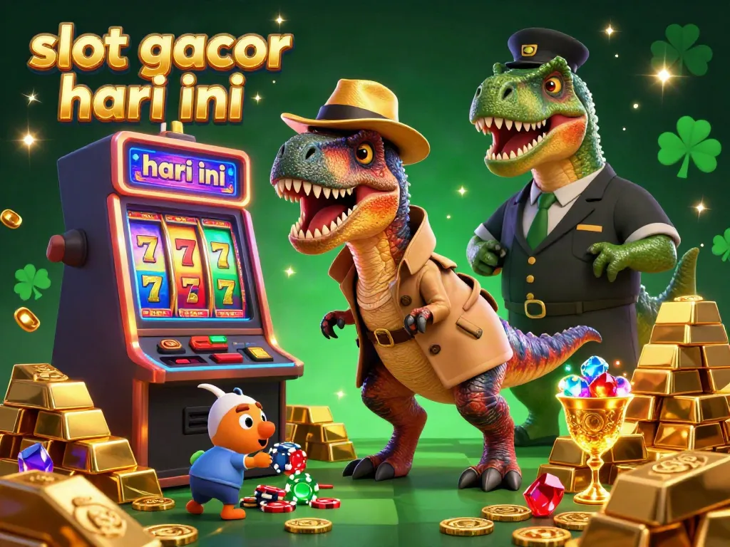 Winning big with slot gacor hari ini at the casino, where a velociraptor is slyly counting cards.