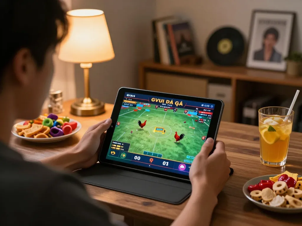 Engaging in GVUI đá gà betting from home, showcasing a lively online gaming environment.