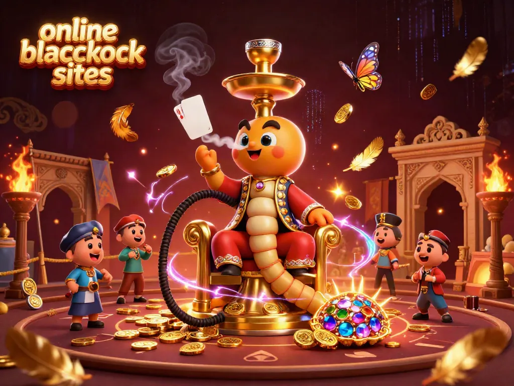 Experience thrilling action at online blackjack sites in this vibrant 3D casino illustration.