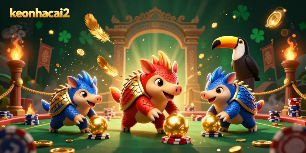 Engage in thrilling gameplay at keonhacai2 with animated pangolins and dynamic casino elements.