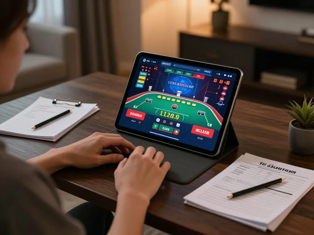 Engaging in online casino gameplay at trang chủ o8, showcasing live dealer interaction and strategic notes.