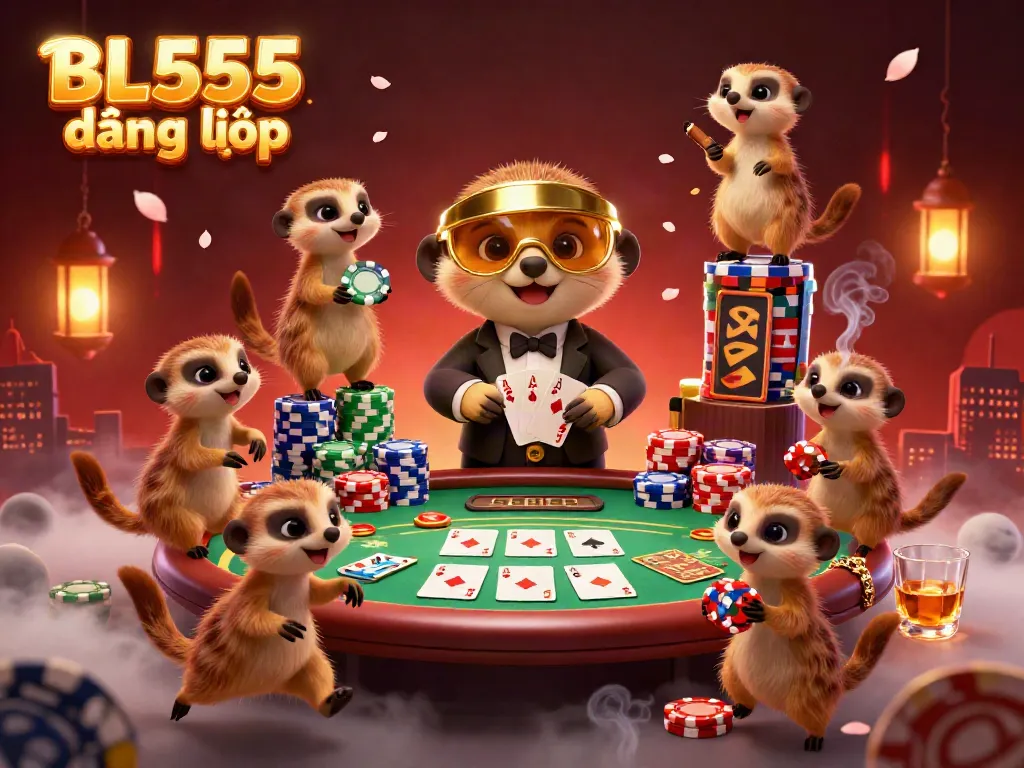 Experience the excitement of BL555 đăng nhập with meerkats in a lively casino scene.