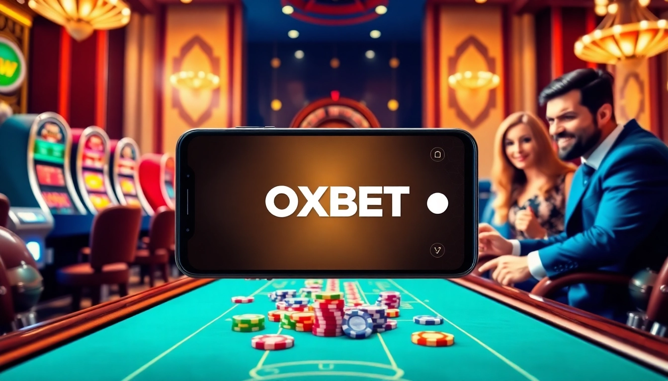 Experience the thrill of gaming with the OXBET App amidst an upscale casino ambiance.