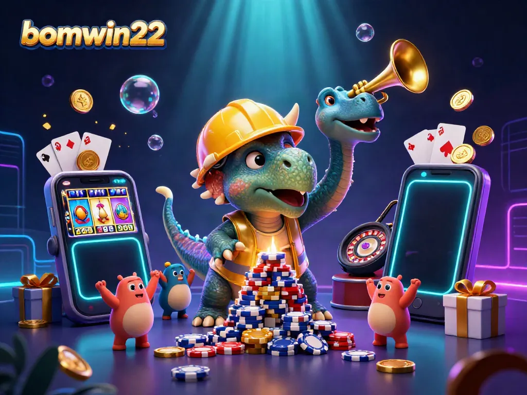 Experience bomwin22 excitement with vibrant characters celebrating gambling wins.