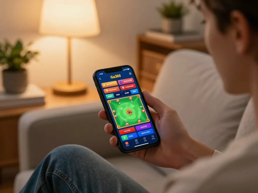 Engaging moment of a player betting on Ga368 through a mobile app, showcasing dynamic gameplay...