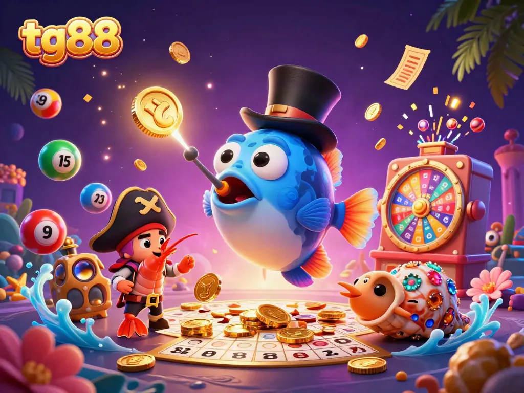 Engage with tg88's thrilling gaming adventure featuring vibrant characters and rich casino elements.