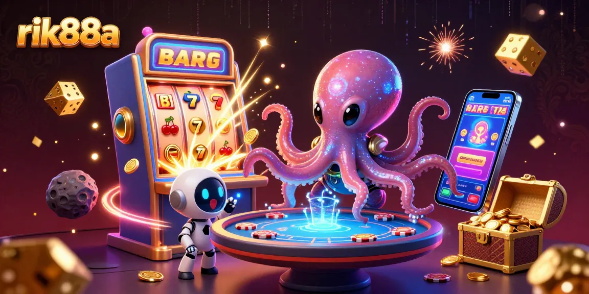 Experience thrilling gambling excitement with rik88a's 3D alien octopus and casino elements