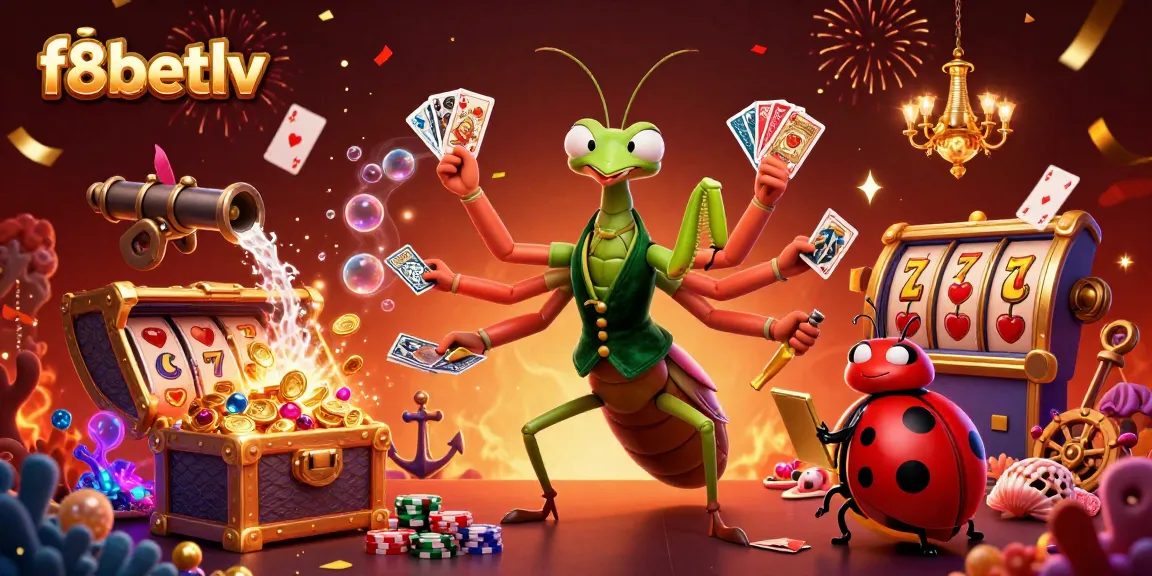 Experience thrilling gameplay at f8betlv with vibrant slots and dynamic card games in an engaging scene.