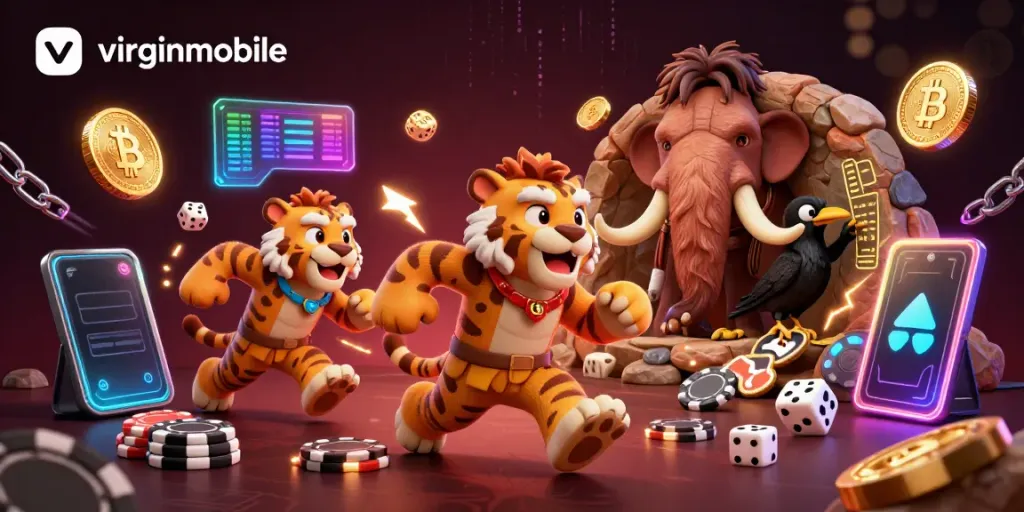 Experience intense gameplay at virgin-mobile with our prehistoric casino setup featuring unique characters.