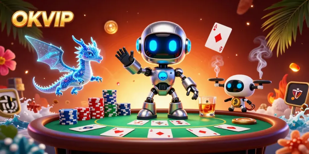 Engage in thrilling poker action with the advanced platform OKVIP and its cyberpunk style
