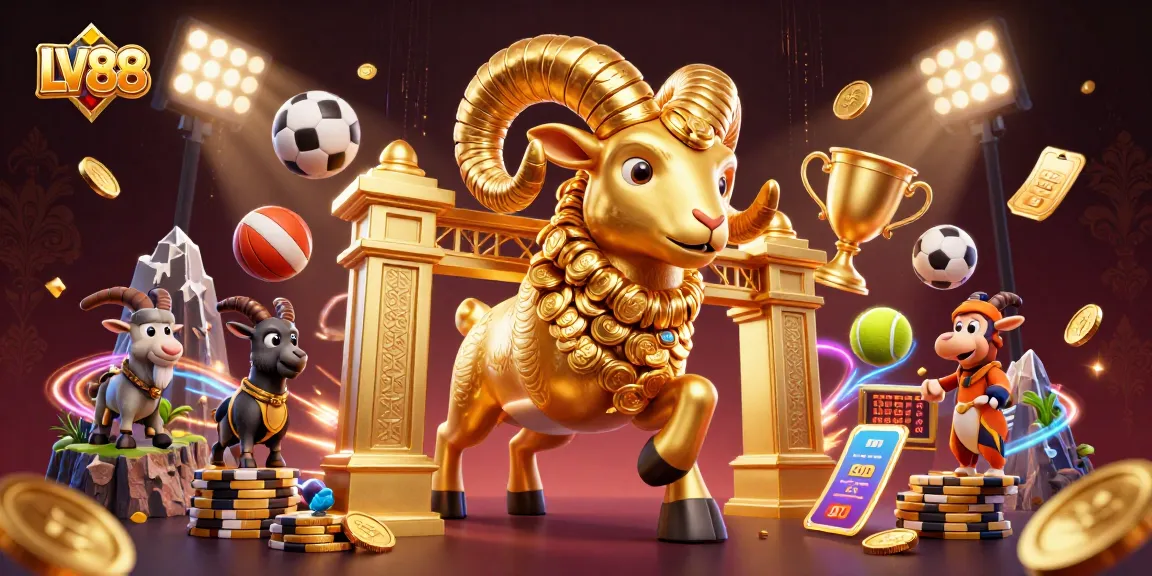 Bet on LV88's rich selection of games with explosive excitement and vibrant visuals in a dynamic casino scene.