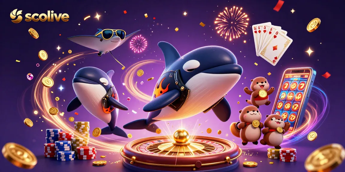 Socolive showcases a vibrant scene of animals celebrating with gold coins in a dynamic gambling atmosphere.
