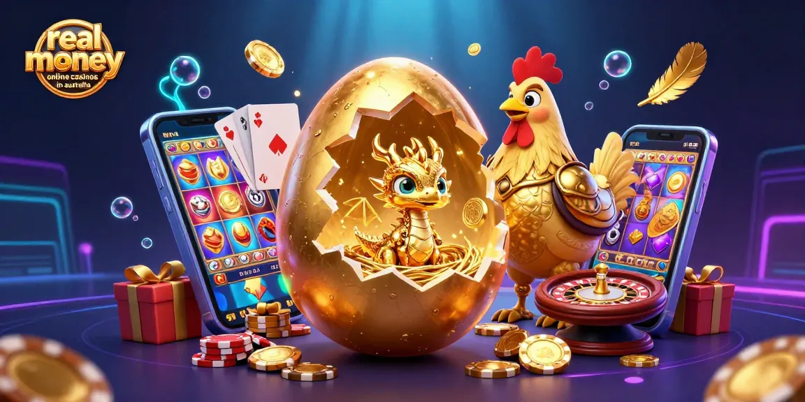 Experience real money online casinos in Australia with this dazzling 3D casino illustration.