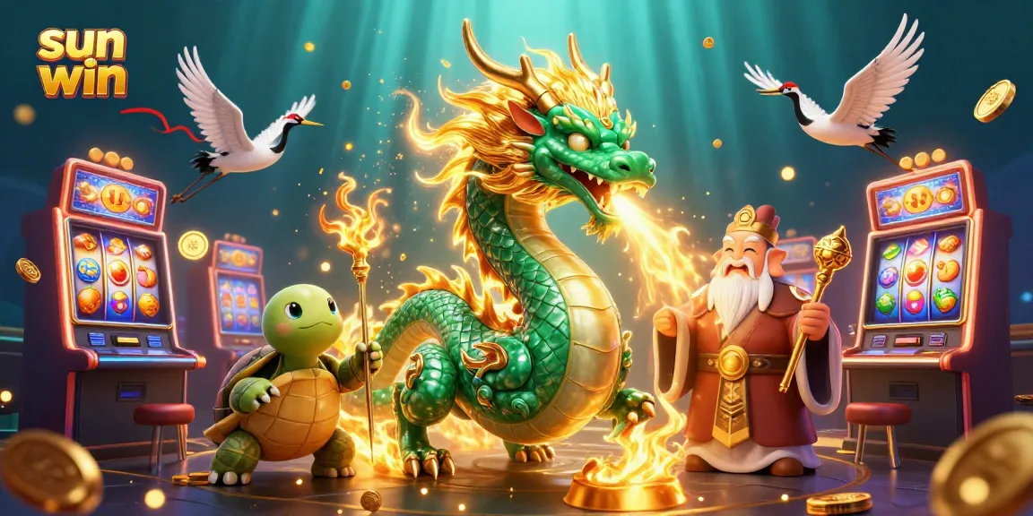Experience thrilling slots action with sun win in this dynamic casino scene featuring lucky dragons and golden treasures