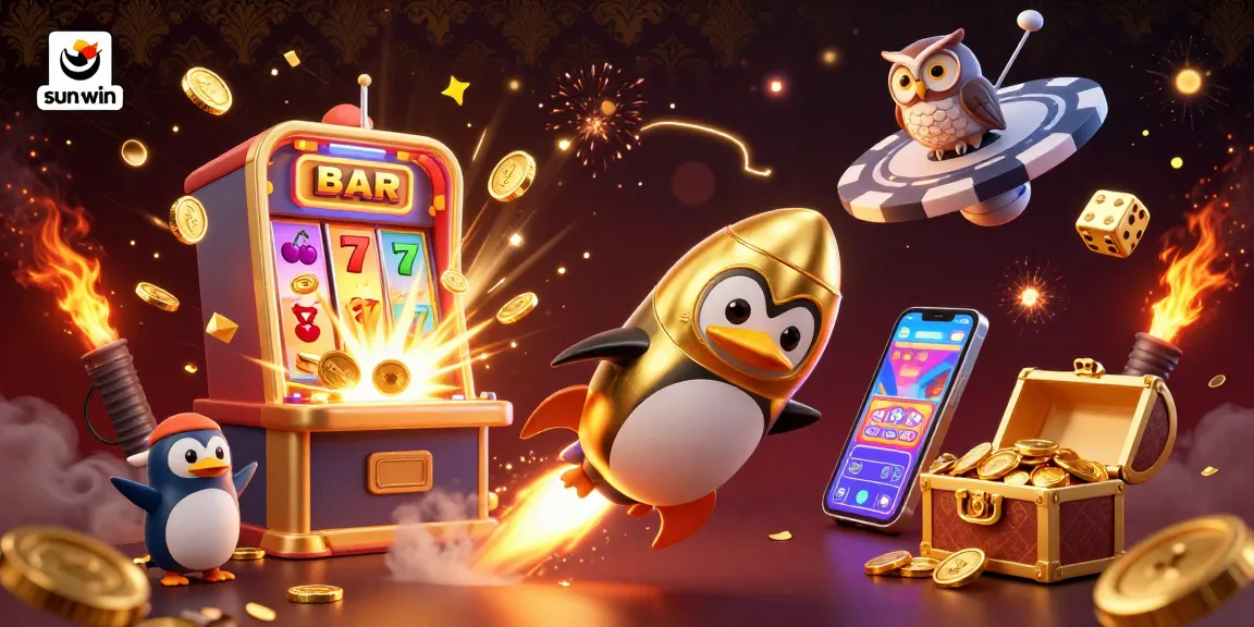 Experience thrilling gameplay with sun-win in a vibrant casino-themed illustration bursting with excitement.
