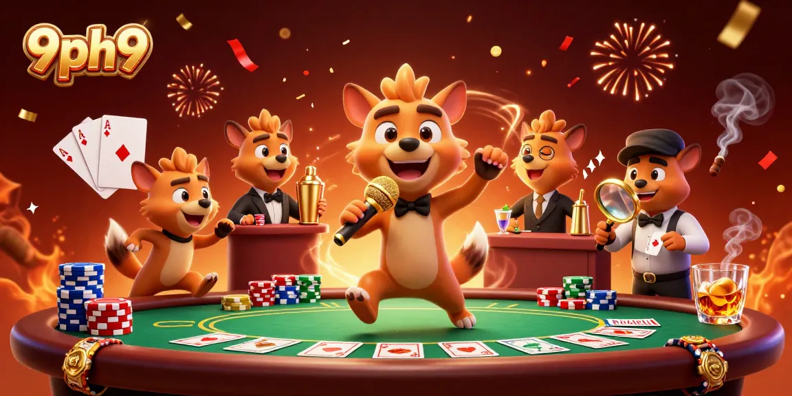 Experience the thrill of winning at 9ph9 with dynamic hyenas in a vibrant casino scene.