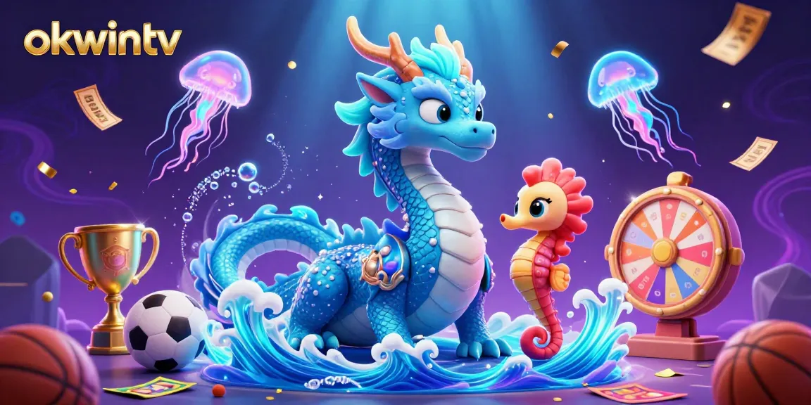 Experience thrilling sports betting action with okwintv, featuring a mystical water dragon and interactive betting elements.