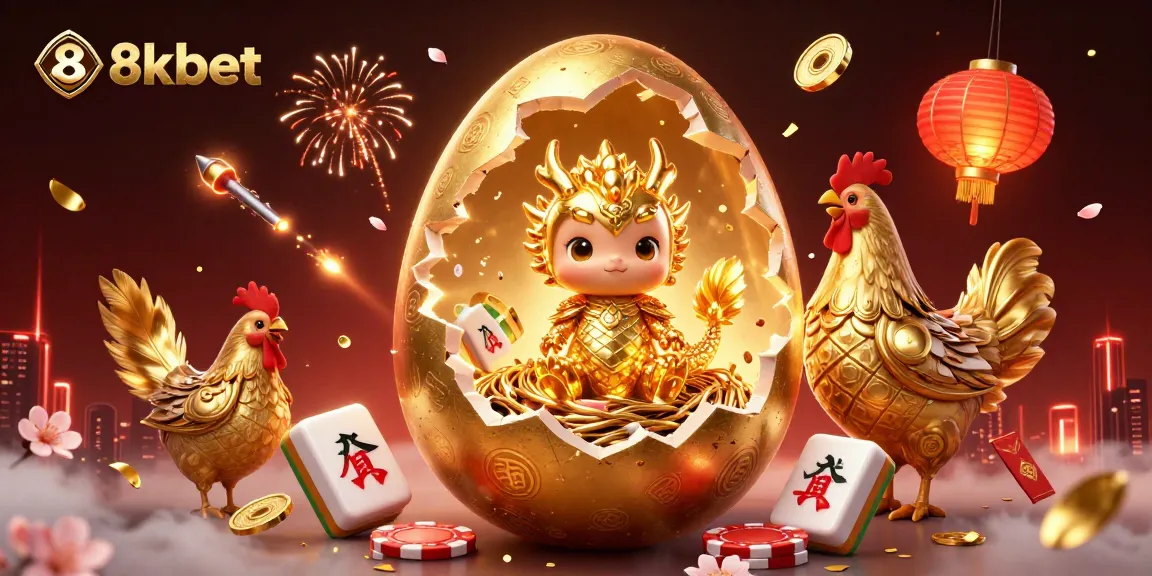 Experience the thrill of 8xbet with a vibrant scene showcasing a golden dragon and poker chips, symbolizing online gambling excitement.