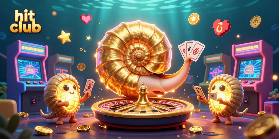 Join the hit club in a vibrant casino adventure featuring a giant nautilus roulette and glowing game machines.