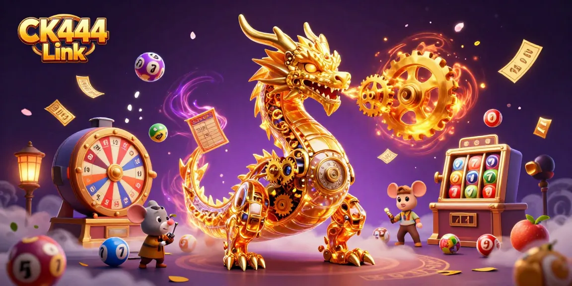 Experience the excitement of CK444 Link with this vibrant casino illustration showcasing games and dynamic elements.