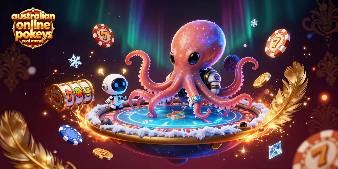 Play australian online pokies real money with a 3D octopus and robot at an animated holographic poker table