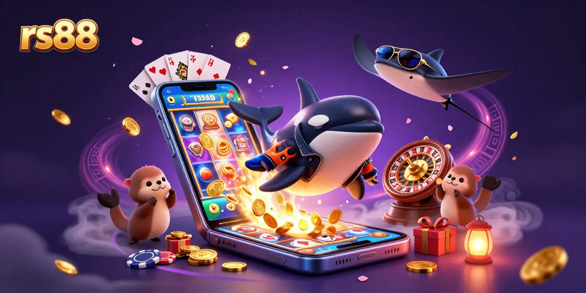 Experience the excitement of rs88 with gold coins, thrilling games, and delightful characters in a vibrant scene.